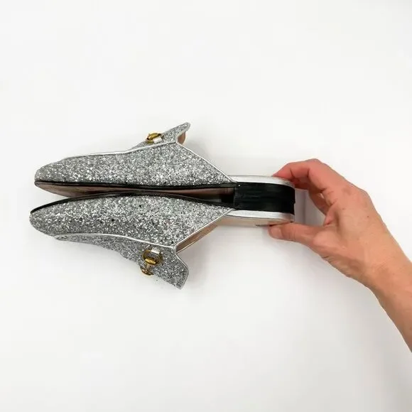 Gucci Horsebit Princetown Glitter Mules Loafers Flats EU 39 US 9 - Picture 10 of 13